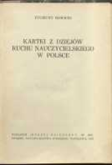 Kartki z dziejów ruchu nauczycielskiego w Polsce